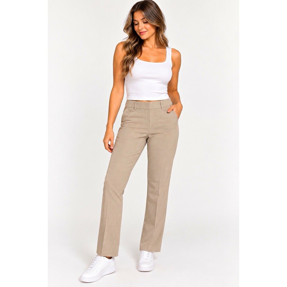 Maurices Women’s Beige Dress Pants Flat Front Straight Leg Stretch Pockets M